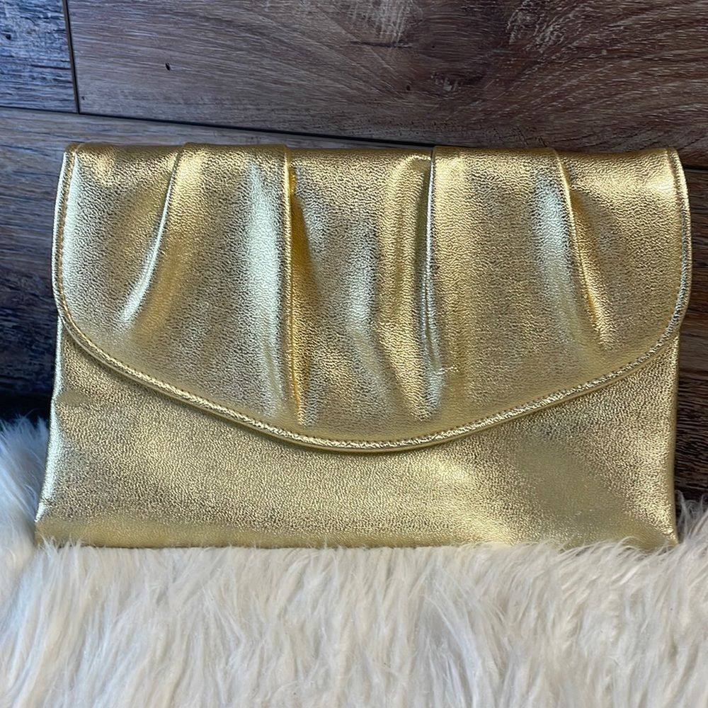 Avon’s 1980’s Metallic Polished Gold Evening Bag Clutch